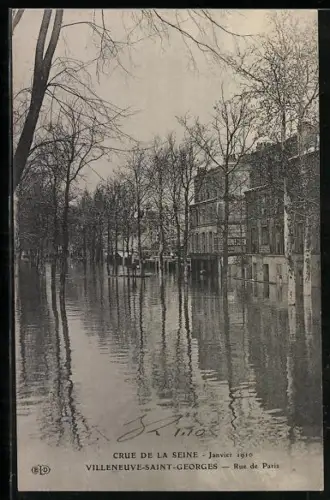 AK Villeneuve-Saint-Georges, Crue de la Seine, Janvier 1910