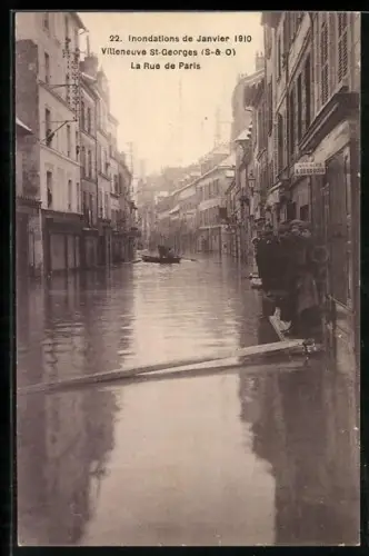 AK Villeneuve-St-Georges, Inondations de Janvier, La Rue de Paris