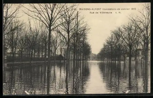 AK Maisons-Alfort, Rue de Vielleneuve, Inondations de Janvier 1910