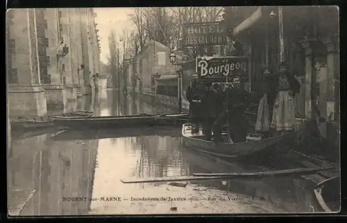 AK Nogent-sur-Marne, Inondations 1910, rue du Viaduc, Hochwasser