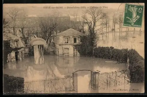 AK Vitry-sur-Seine, Château de Vitry, Inondations 1910