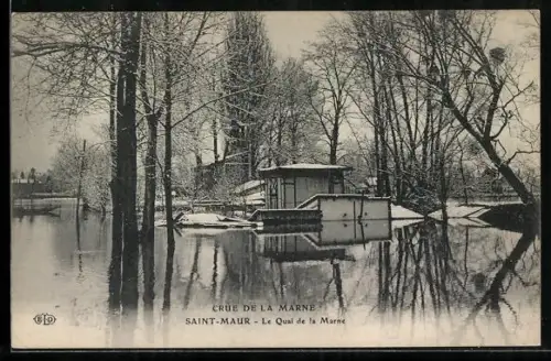AK Saint-Maur, Crue de la Marne, Le Quai de la Marne