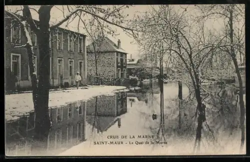 AK Saint-Maur, Crue de la Marne, Le Quai de la Marne, Hochwasser