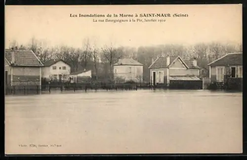 AK Saint-Maur /Seine, La rue Bourguignon à la Pie, Janvier 1910