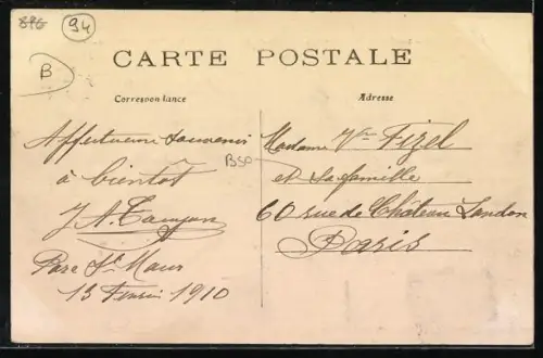 AK Lavarenne, Inondations 1910, La rue du Succès et la rue St-Hilaire submergées, Hochwasser