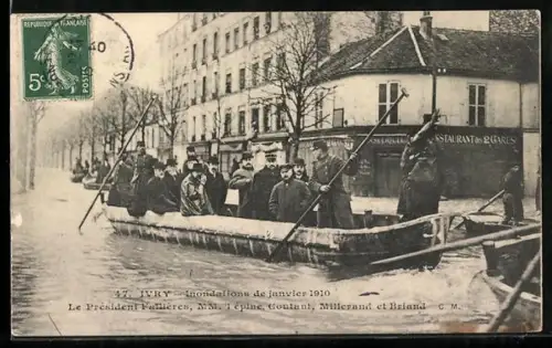 AK Ivry, inondations 1910, le president fallieres