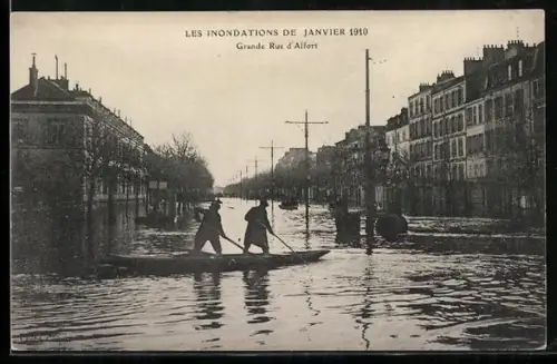 AK Alfort, Les Inondations de Janvier 1910, Grande Rue