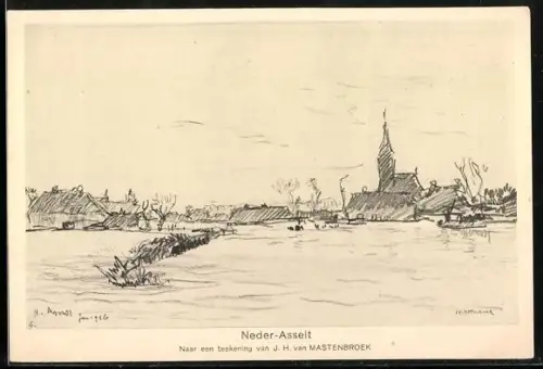 Künstler-AK Neder-Asselt, Panorama