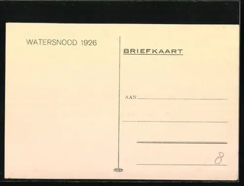 AK Watersnood 1926, de geimproviseerde haven van Alverna, Boote haben an Land angelegt