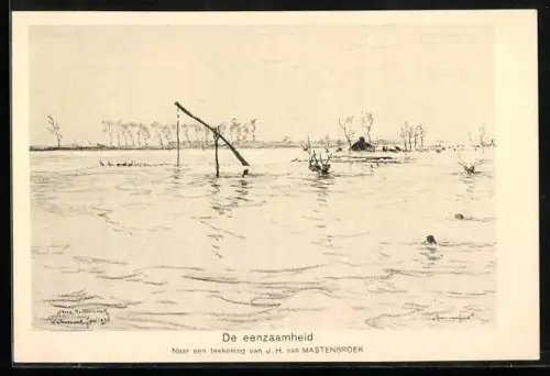 Künstler-AK Watersnood 1926, De eenzaamheid