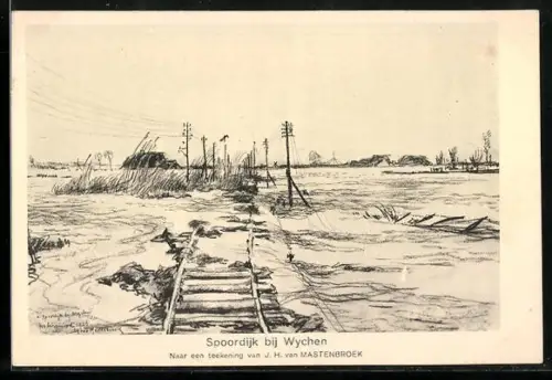 Künstler-AK Spoordijk bij Wychen, Panorama