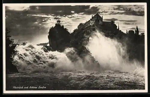 AK Die tosenden Rheinfälle am Schloss Laufen