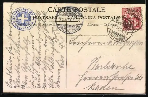 AK Schaffhausen, Rheinfall bei Nacht