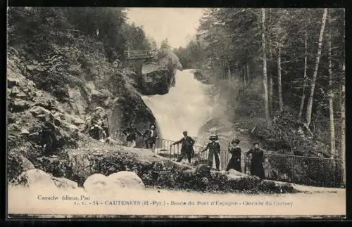 AK Cauterets /H.-Pyr., Route du Pont d`Espagne, Cascade du Cerisey