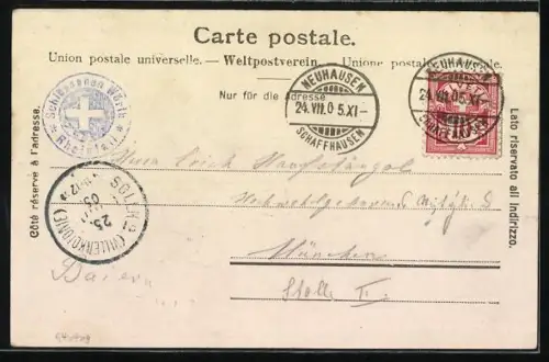 AK Rheinfall mit Blick zum Schloss Laufen