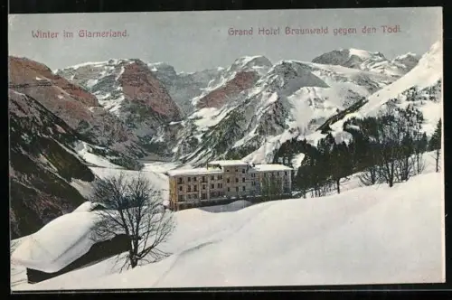 AK Braunwald, Grand Hotel gegen den Todi im Winter