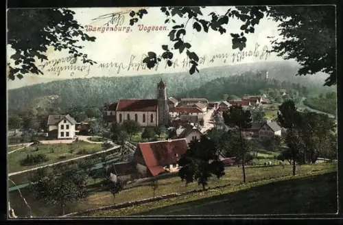 AK Wangenburg /Vogesen, Teilansicht des Ortes mit Kirche