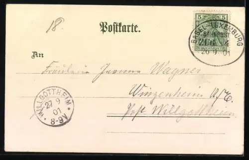 Lithographie Metz, Jungfernwehr & Mittelbrücke Aioyen-Port