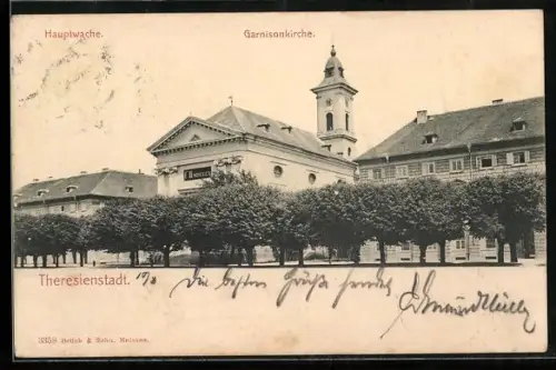 AK Theresienstadt / Terezin, Hauptwache und Garnisonkirche