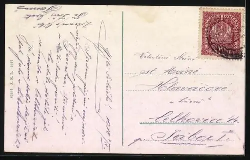 AK Theresienstadt / Terezin, Paradeplatz mit Postgebäude