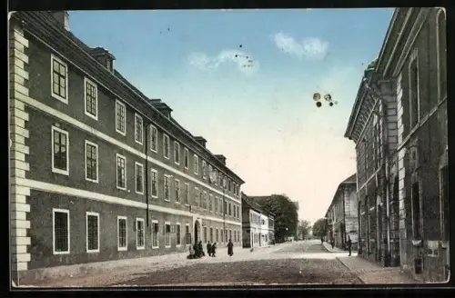 AK Theresienstadt, Strassenpartie mit der Grossen Infanterie-Kaserne
