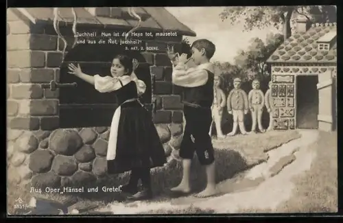 AK Oper Hänsel and Gretel, Hänsel und Gretel backen die Hexe