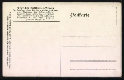 Künstler-AK Hans Rudolf Schulze: Warschau, Luftschiff Schütte-Lanz bombardiert den Ort