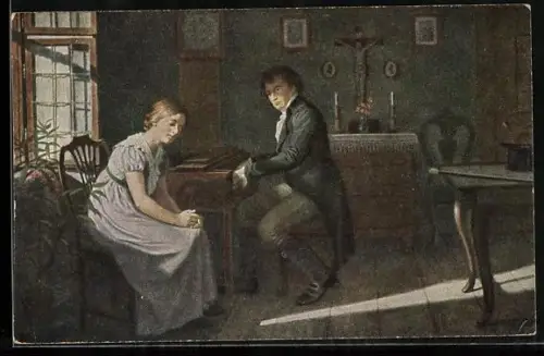 Künstler-AK sign. Wenzel Tornoe: Beethoven und die Blinde