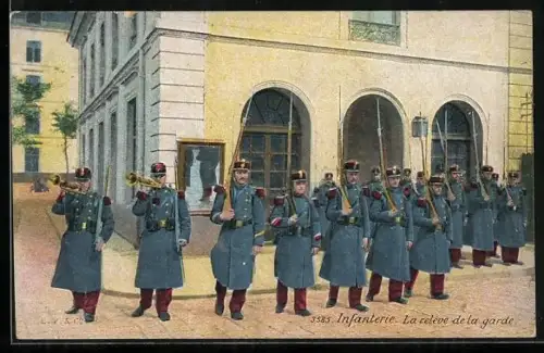 Künstler-AK Infanterie, La relève de la garde