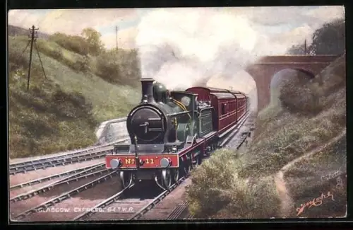 AK Glasgow Express, G. & S. W. Rly. Co., englische Eisenbahn