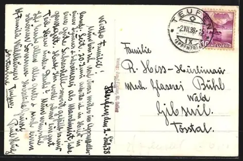 AK Teufen /AR, Totalansicht mit Alpstein aus der Vogelschau