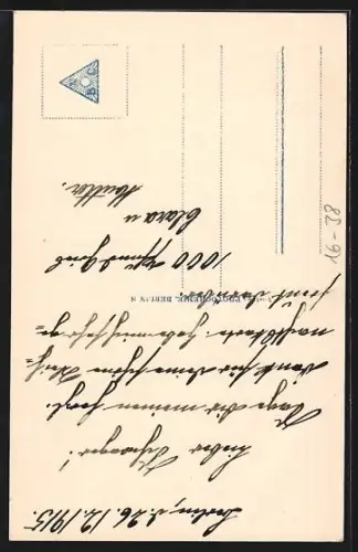 Grusskarten-AK Berlin, Unter den Linden mit Strassenbahn, Soldatin mit Flagge