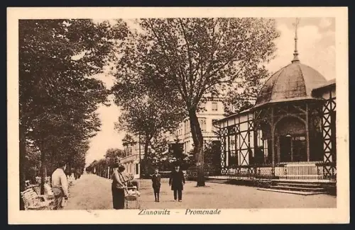AK Zinnowitz, Promenade mit Pavillon