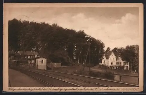 AK Wilhelmshausen, Waldgasthaus Iserberg im Hochwald am Bahnhof