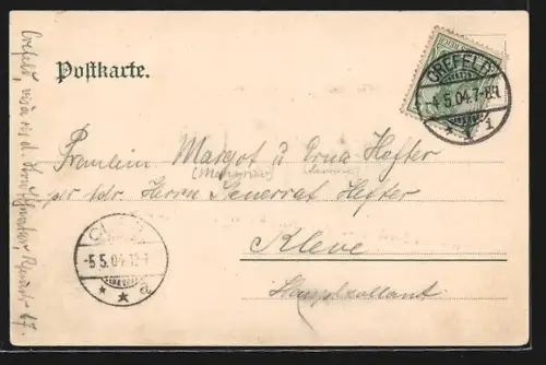 AK Crefeld, Restaurant im Stadtwald, Gebäudeansicht mit Strasse