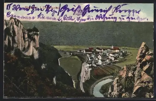 AK Beuron, Ortsansicht, Felsen, Donautal