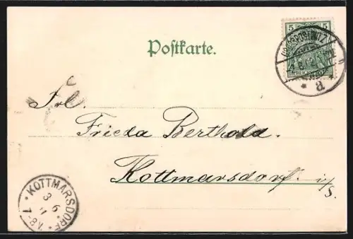 AK Grosspostwitz, Panoramaansicht des Ortes und umliegender Landschaft