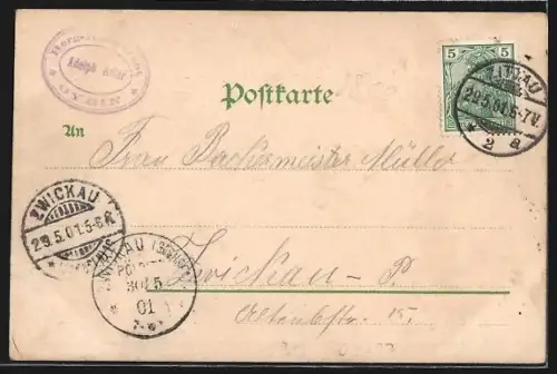 AK Oybin, Blick vom Oybin ins Oybintal nach Zittau