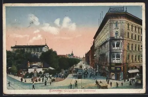 AK Hannover, Georgstrasse mit Continental