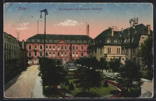 AK Trier, Kornmarkt, Kaiserliches Postamt