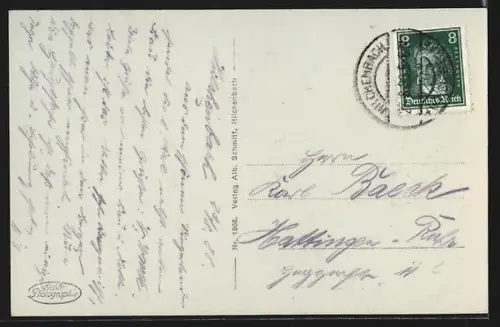 AK Hilchenbach, Ortsansicht mit Wohnhäusern und umliegender Hügellandschaft