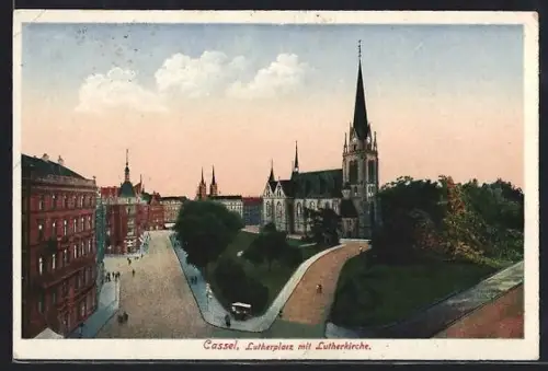 AK Cassel, Lutherplatz, Lutherkirche