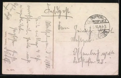 AK Warthelager, Schloss Weissenburg, Offizierskasino, Gesamtansicht des Barackenlagers