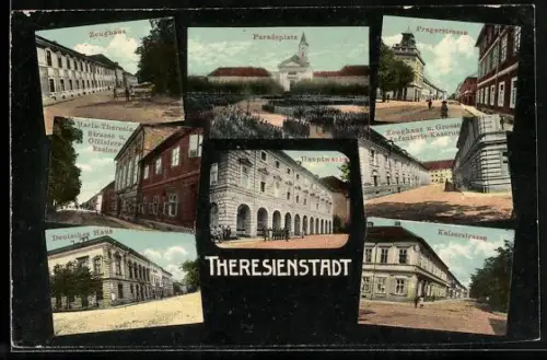 AK Theresienstadt, Paradeplatz, Zeughaus, Kaiserstrasse