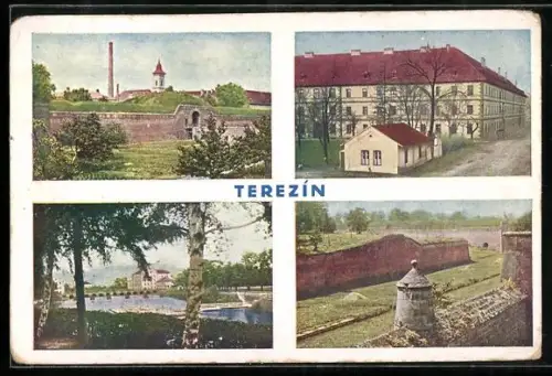 AK Terezín, Verschiedene Stadtpartien und Umgebung