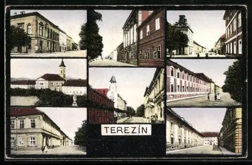 AK Terezín, Kirche, Strassenpartien