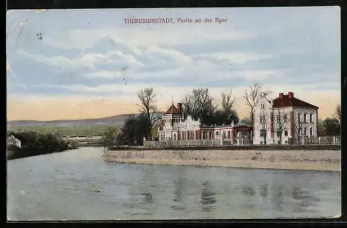 AK Theresienstadt / Terezin, Partie an der Eger