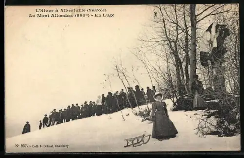 AK Albertville /Savoie, Au Mont Allondaz, En Luge, L`Hiver