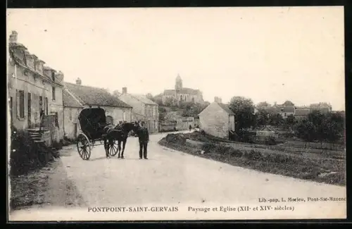 AK Pontpoint-Saint-Gervais, Paysage et Eglise