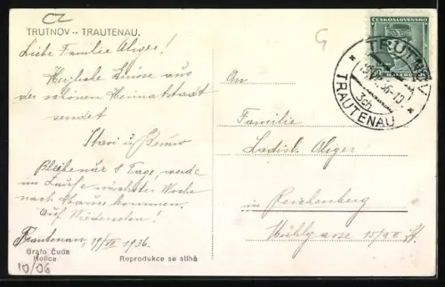 AK Trautenau / Trutnov, Blick über die Dächer von Trutnov